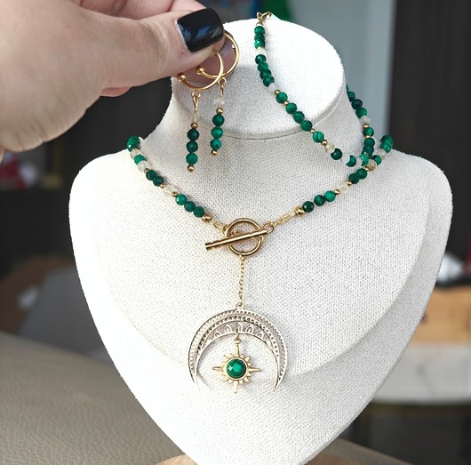 wisiory Klasyczny malachit cytryn lunula