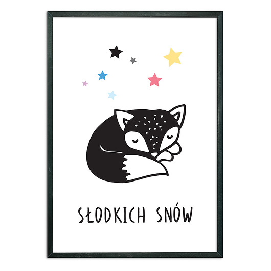 Plakat ŚPIĄCY LIS - 21x30 cm DEKOSKA