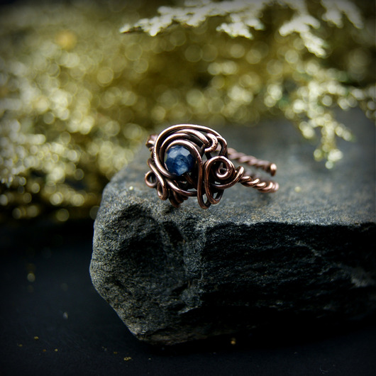pierścionki - różne Szafir  regulowany pierścionek z  miedzi