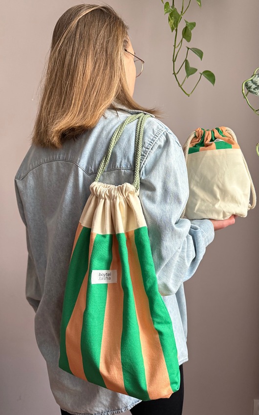 plecaki Zestaw bawełniany: workoplecak + kosmetyczka  pasy