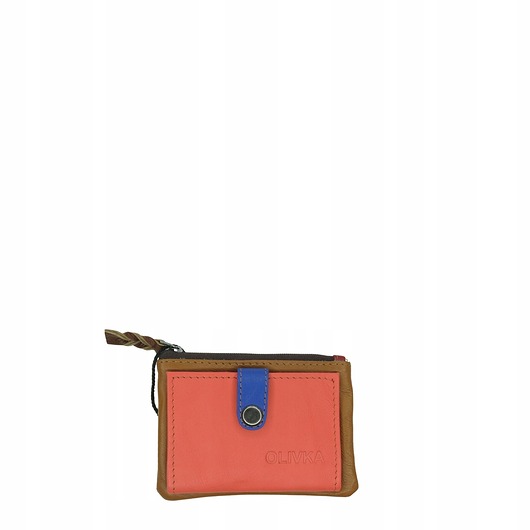 portfele damskie Portfel portfelik mały skórzany miejsce na bilon karty eko OLIVKA