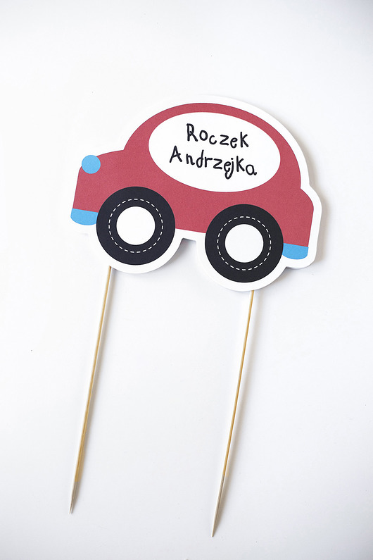 Topper na tort urodziny roczek AUTKO WOW party