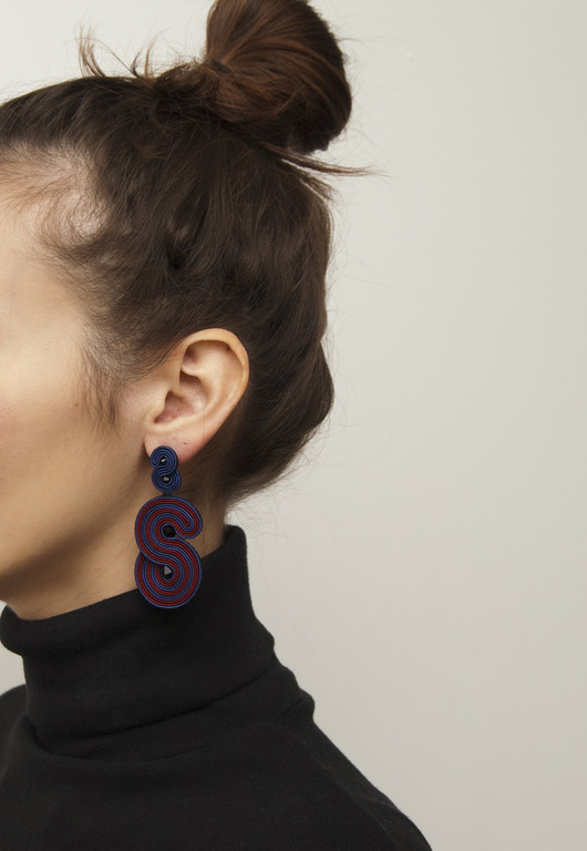 Kolczyki soutache - Bordo Granat Duże maanuela