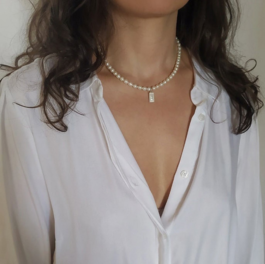 srebrne naszyjniki Srebrny naszyjnik z perłami, srebro 925