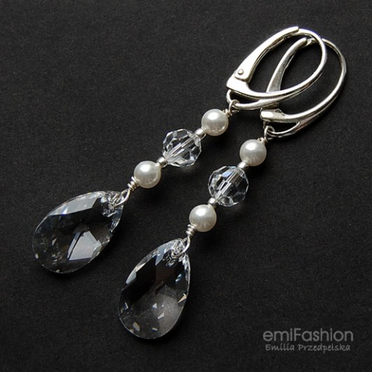 Kryształowe łzy z perłą MAREMI Jewelry