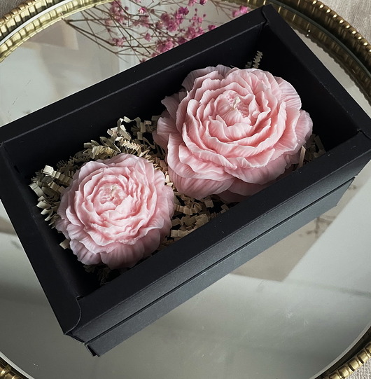 świeczniki i świece Zestaw prezentowy świece ekologiczne sojowe dekoracyjne "Peony Queen"