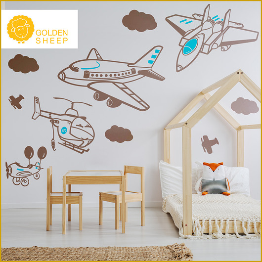 Naklejki ścienne, samoloty, plane, helikopter goldensheep