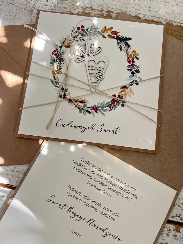 kartki świąteczne Wyjątkowa ręcznie robiona kartka świąteczna na Boże Narodzenie