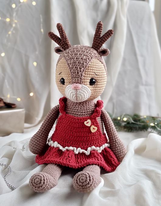 misie i maskotki Jelonek w sukience, Prezent dla dziewczynki, Maskotka na prezent