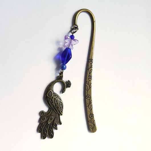 zakładki do książek Zakładka do książki - Paw indygo fiolet