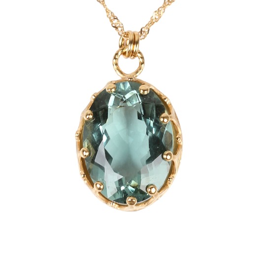 złote naszyjniki Złoty naszyjnik Magnifique z zielonym ametystem