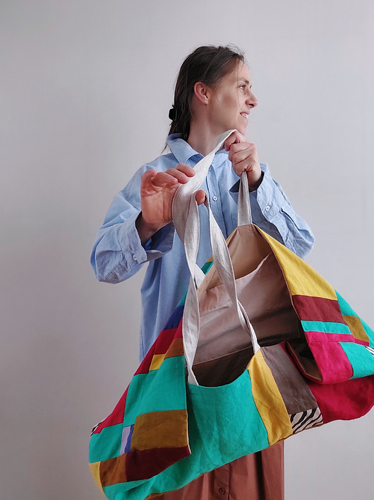 akcesoria do jogi Torba na joge /miasto ZERO WASTE patchwork len