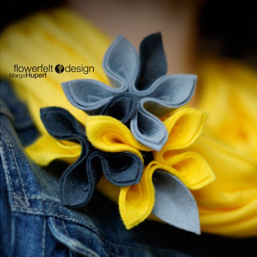 szarości z żółtym  FlowerFelt Design