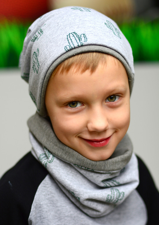 Czapka szary kaktusy KOCIKOWO