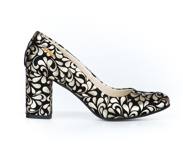 czółenka damskie RĘCZNIE ROBIONE CZÓŁENKA ZAPATO 042 ZŁOTE KWIATY