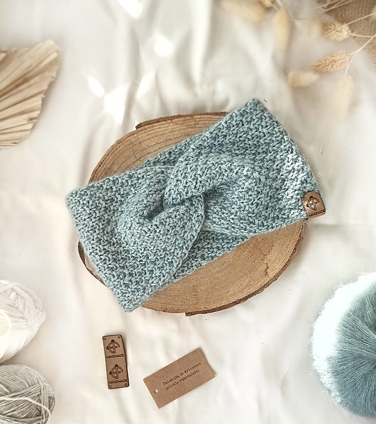 opaski do włosów Opaska chłodny błękit Merino  + Baby Alpaki