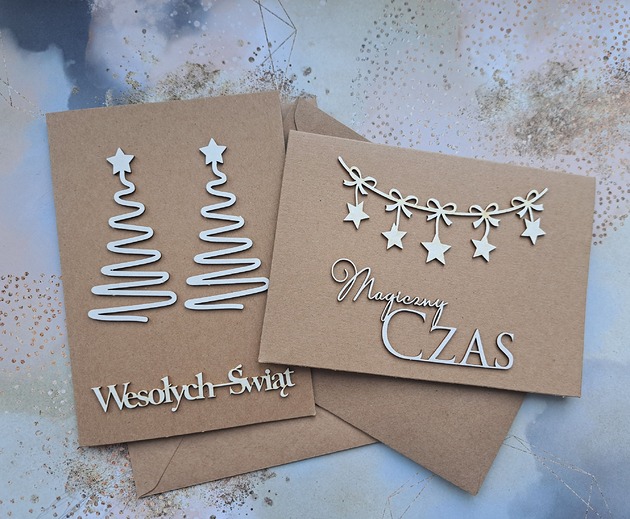 kartki scrapbooking Zestaw dwóch kartek bożonarodzeniowych