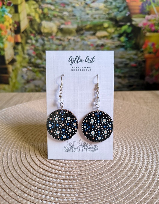 kolczyki drewniane Kolczyki wiszące koła malowane ręcznie