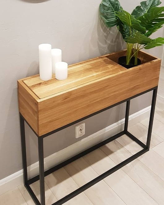 komody Kwietnik dębowy, konsola loft 90x90