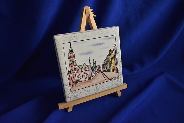 podkładki do kuchni Kafel ręcznie malowany Wrocław Ratusz