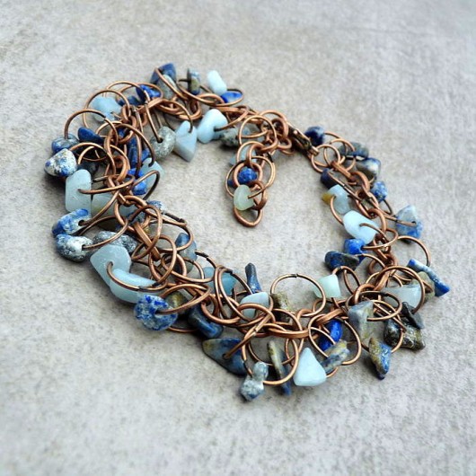 Amazonit i lapis lazuli - metalowa bransoletka galeria nuit