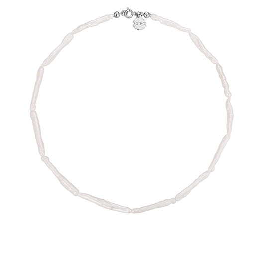 kolie Srebrny naszyjnik z pereł naturalnych