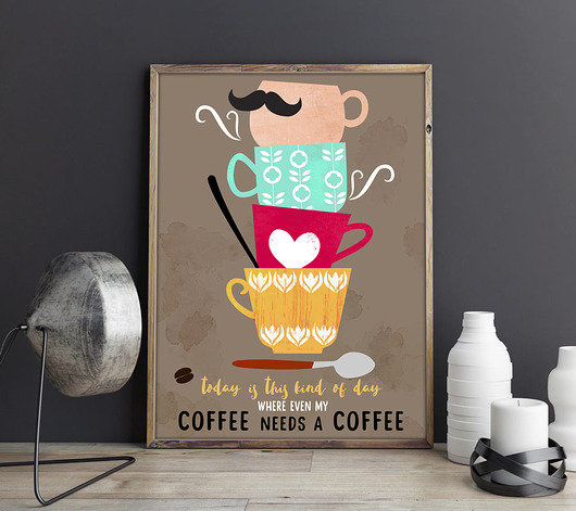 Me Coffee Needs a Coffe - plakat art giclee minimalmill