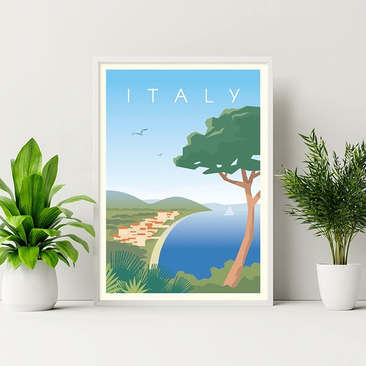 Plakat podróżniczy Włochy/Italy trochę na ścianę