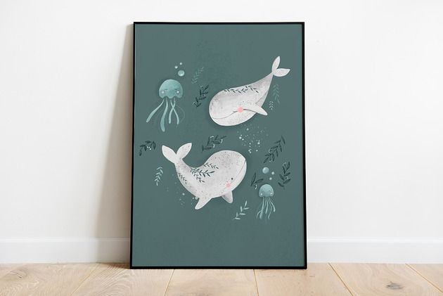 obrazy i plakaty do pokoju dziecięcego Plakat 30x40  "Whales"