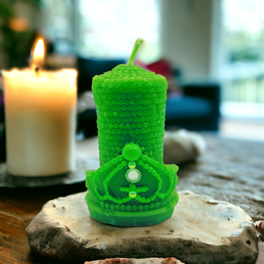 świeczniki i świece Zielona świeca intencyjna SAMOUZDRAWIANIE z wosku pszczelego