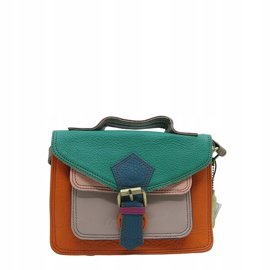 torby na ramię Torebka damska skórzana listonoszka kolorowa rączka regulowany pasek OLIVKA