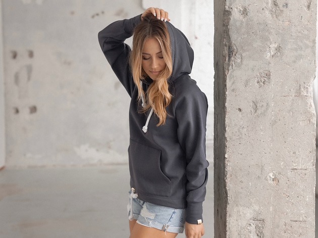 bluza z kapturem damska Bluza Hoodie Medium Steel