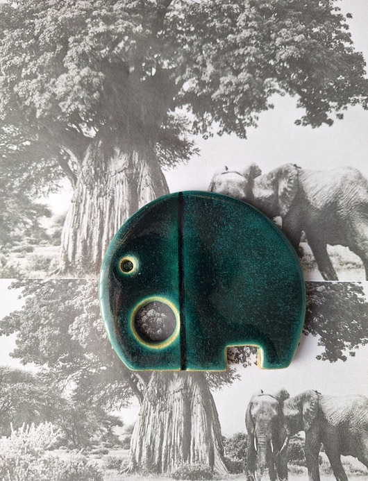 figurki i rzeźby Słoń ceramiczny płaskorzeźba