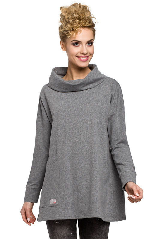 Bluza oversize z kominem-szara(M-260) MOE