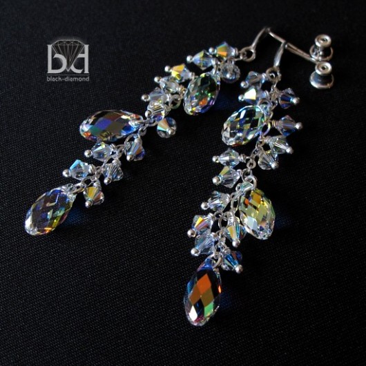 Krystaliczne krople kryształ Swarovski AB Black Diamond