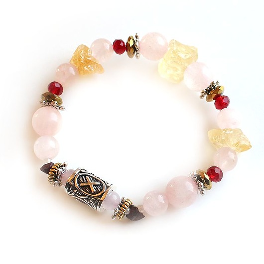 bransoletki z kamieni naturalnych Miłość - runa gebo kwarc różowy cytryn rubin