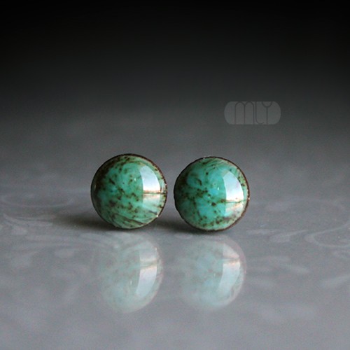 kolczyki ceramiczne Mini Szmaragdowe 6mm/stal chirurgiczna