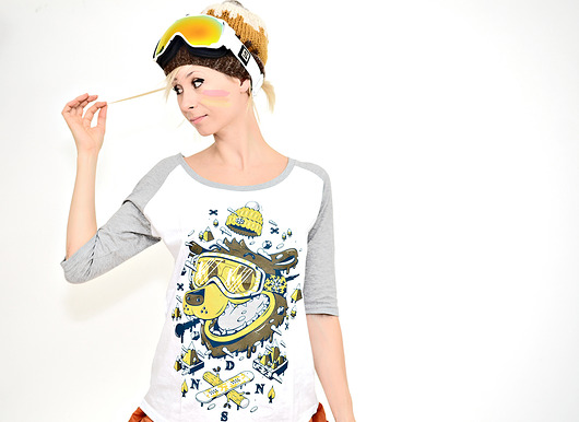Ice Bear Yellow 3/4 Raglan Tee DONT NEED NO SAMURAI