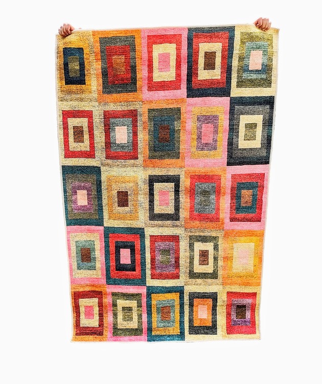 dywany Dywan Nowoczesny Geometryczny w Kwadraty Unikat 120x180 cm Kolorowy