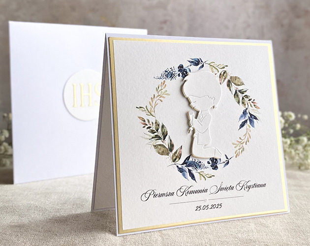 kartki na komunię Kartka na komunię z ozdobną kopertą, 84