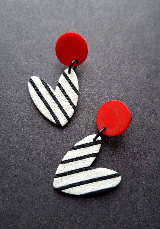 kolczyki z masy plastycznej Kolczyki paski no5