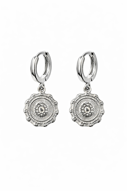 kolczyki pozłacane Kolczyki  AMULETY medalion-srebro, złoto 24K, różowe złoto 18K