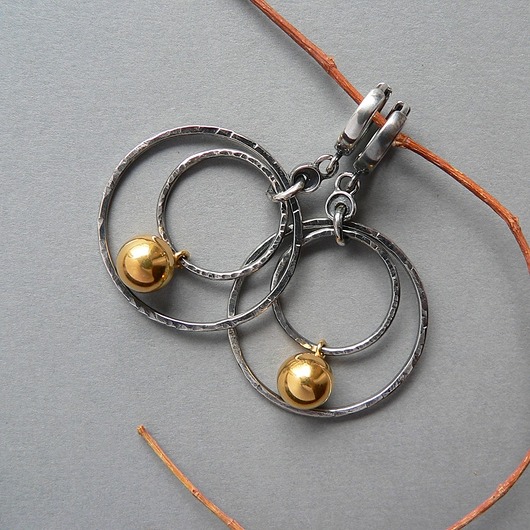 kolczyki srebrne -złote kule II-