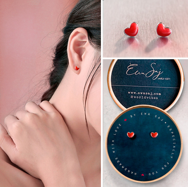 kolczyki szklane Sweet earrings - srebrne kolczyki + box