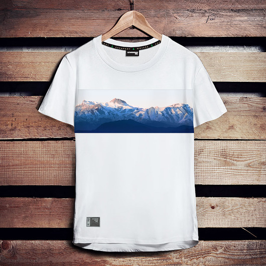 t-shirty męskie Koszulka męska - Górski krajobraz (panelowa)