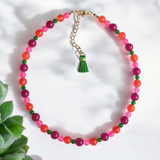 chokery Choker : summer fruits : kolorowy jadeit : choker z kamieni