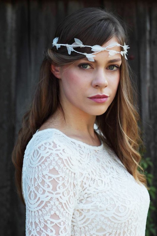 Ślubne ozdoby do włosów Opaska ślubna listki Boho