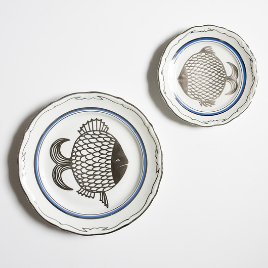 Ozdoby na ścianę Talerz na ścianę - srebrne rybki