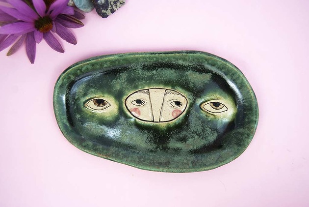 Paterka "face to face" zielona OTOOKA CERAMICS