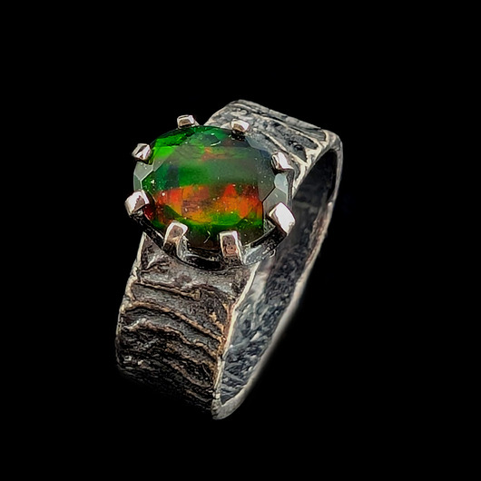 pierścionki srebrne Pierścionek tajemniczy czarny opal